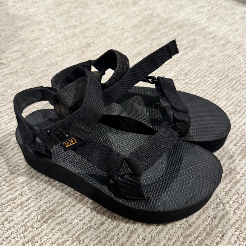 Teva Black Strappy Platform Sandals